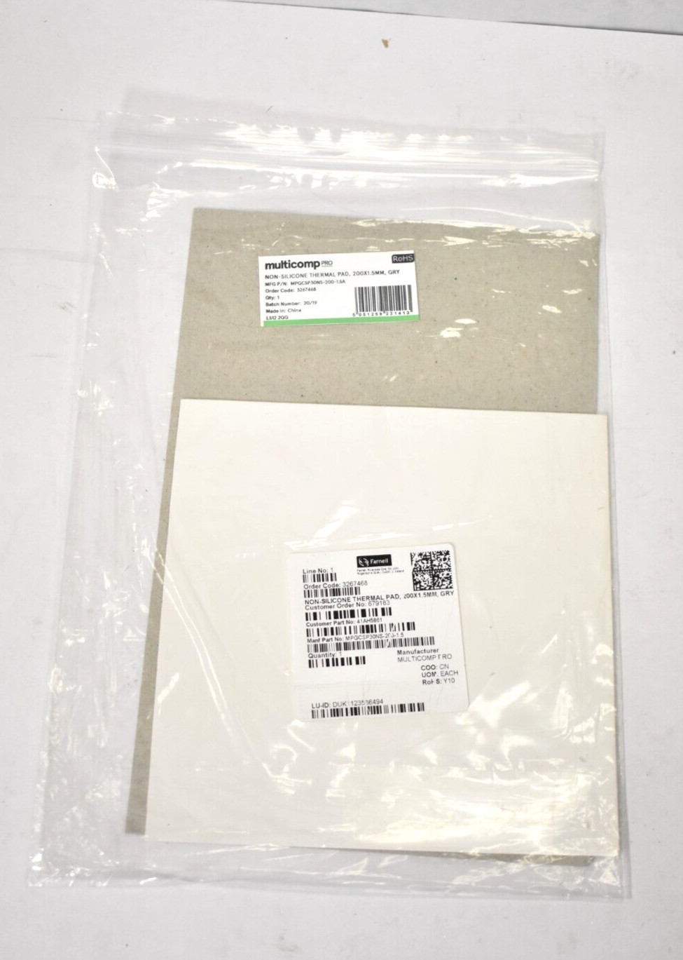 MultiComp Pro Non Silicone Thermal Pad 200m x 1.5mm Gray MPGCSP30NS-200-1.5A