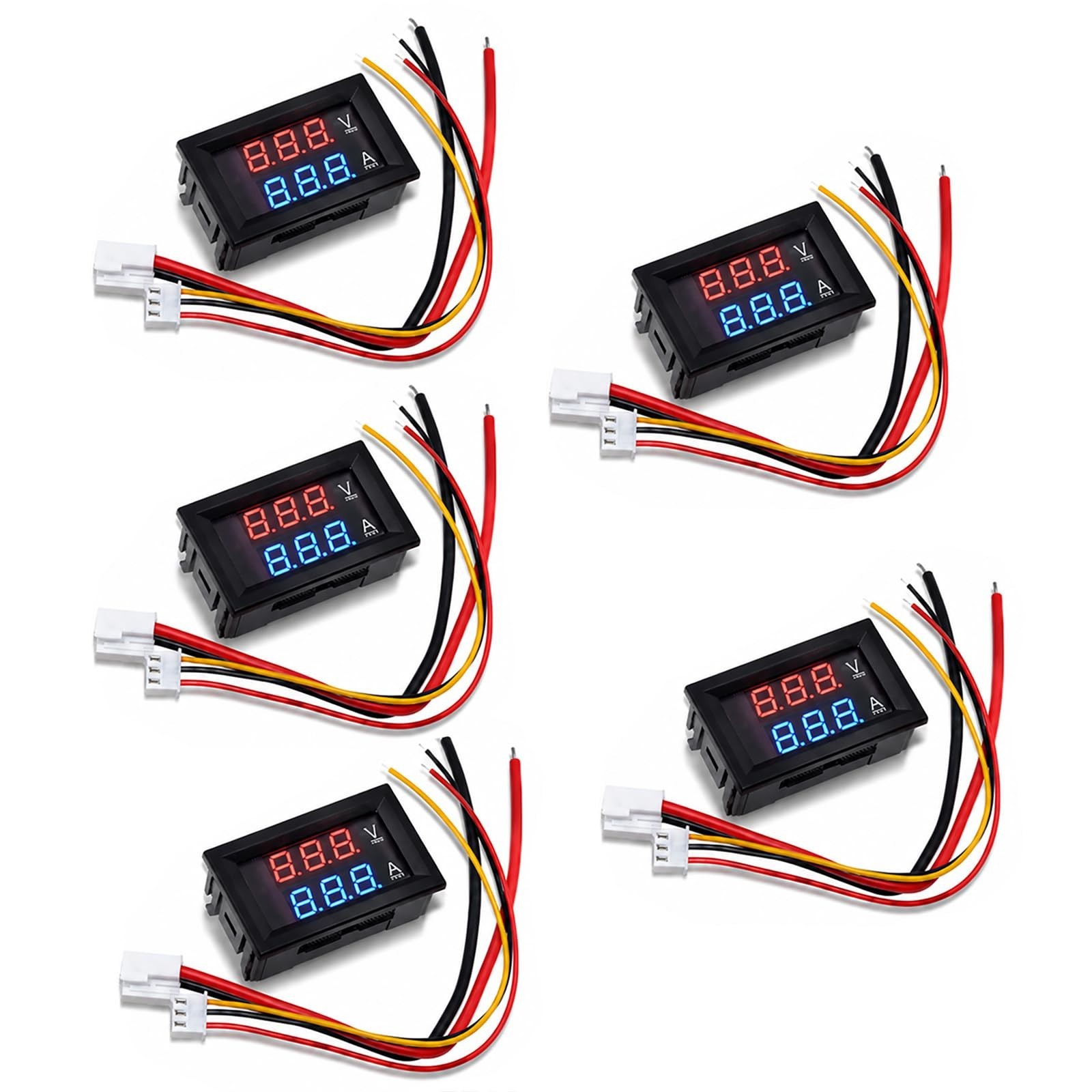5PCS 0.28" Digital Volt Amp Voltmeter Ammeter Meter DC 100V 10A 3 Bits Red+Bl...