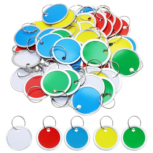50pcs Blank Labeling Tags Round Name Brand Shipping Tags with Ring Metal Rim