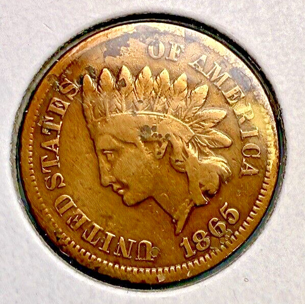 1865 Indian Head 1c ~ Better Grade ~ Sharper Details ~ Better Date! ~ F76