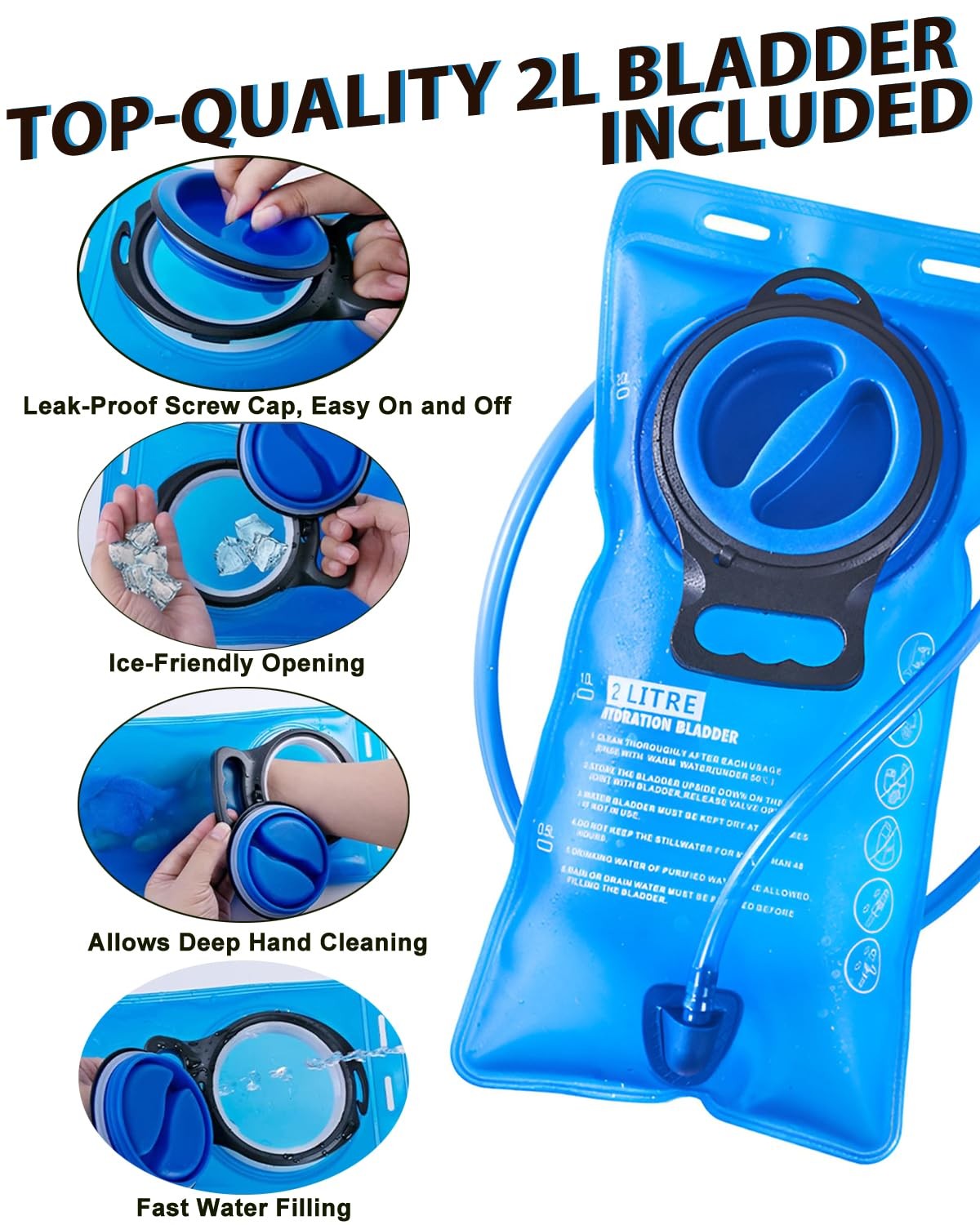 VPBAGE Hydration Backpack 2L Bladder 15L Daypack Small for Hiking Running Skiing