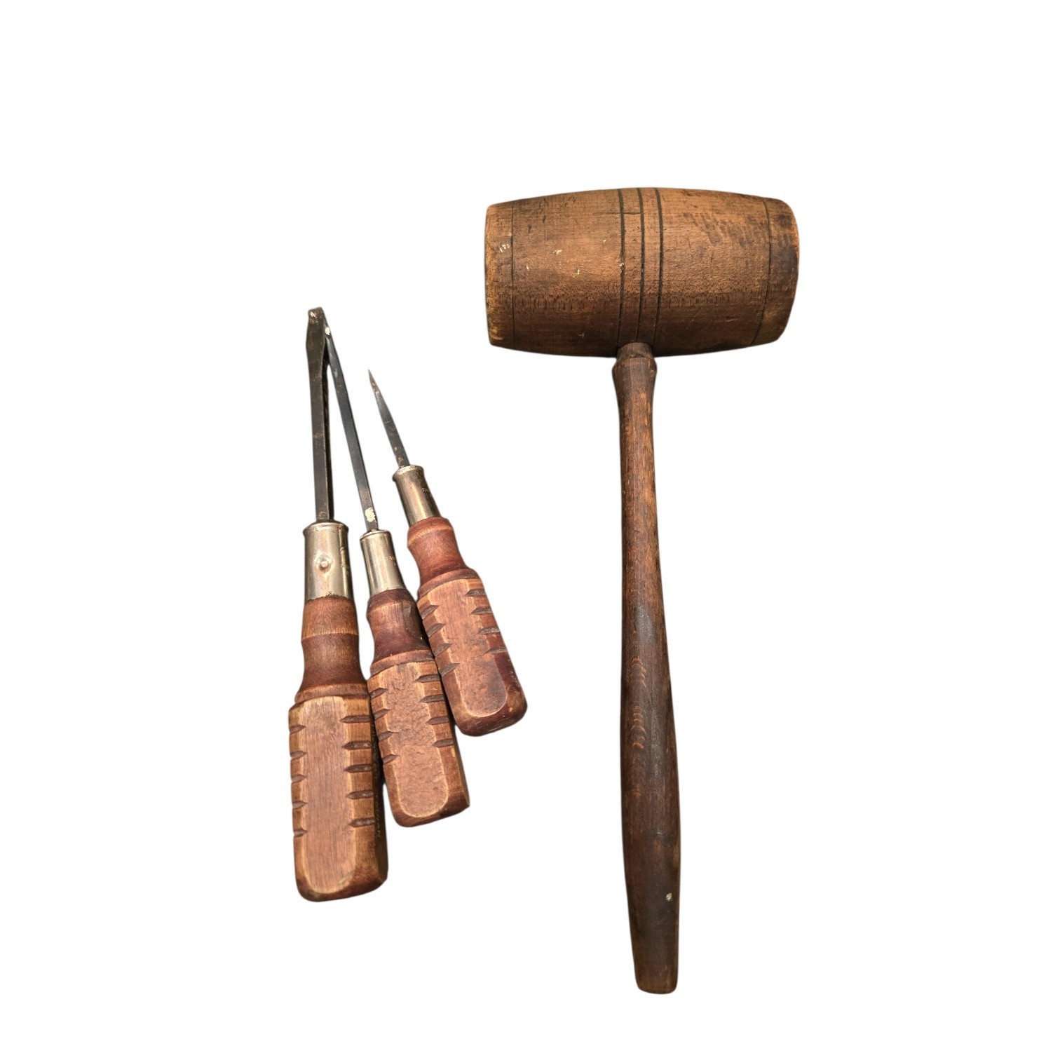 Vintage Wooden Mallet And Screwdrivers Tools Carpentry Garage Shop