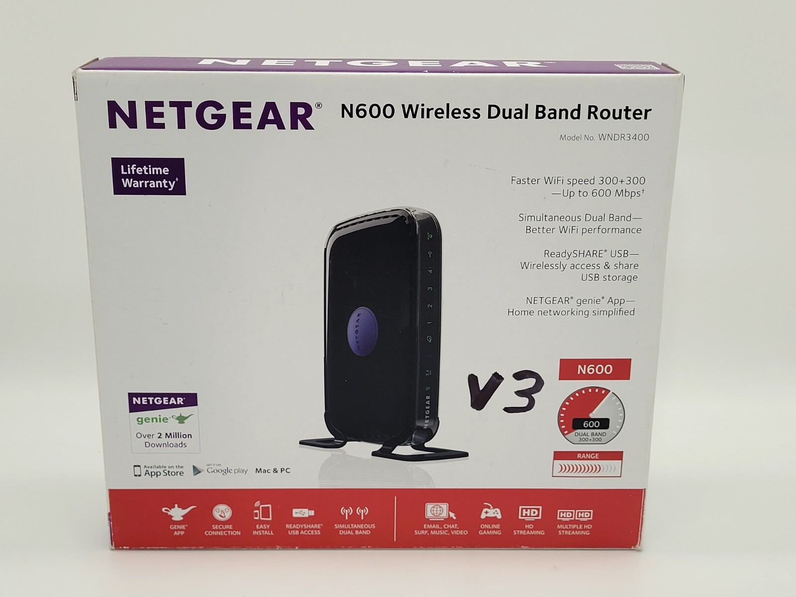 NETGEAR N600 Wireless Dual Band Router Model WNDR3400V3