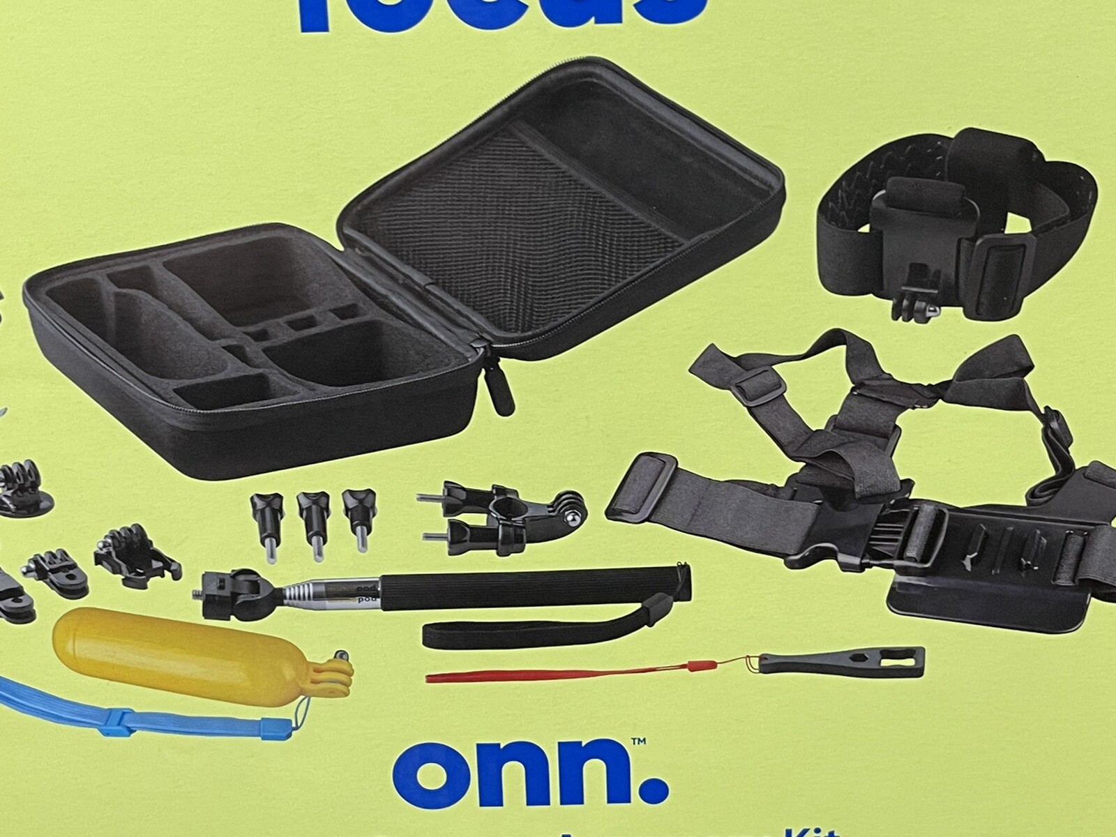 Focus Action Camera 16 pieces Accessory ONN. Kit Essentials for GoPro® & others!