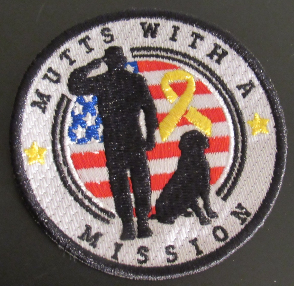 MUTTS WITH A MISSION Embroidered Patch 2 7/8" Veterans Service Dogs USA