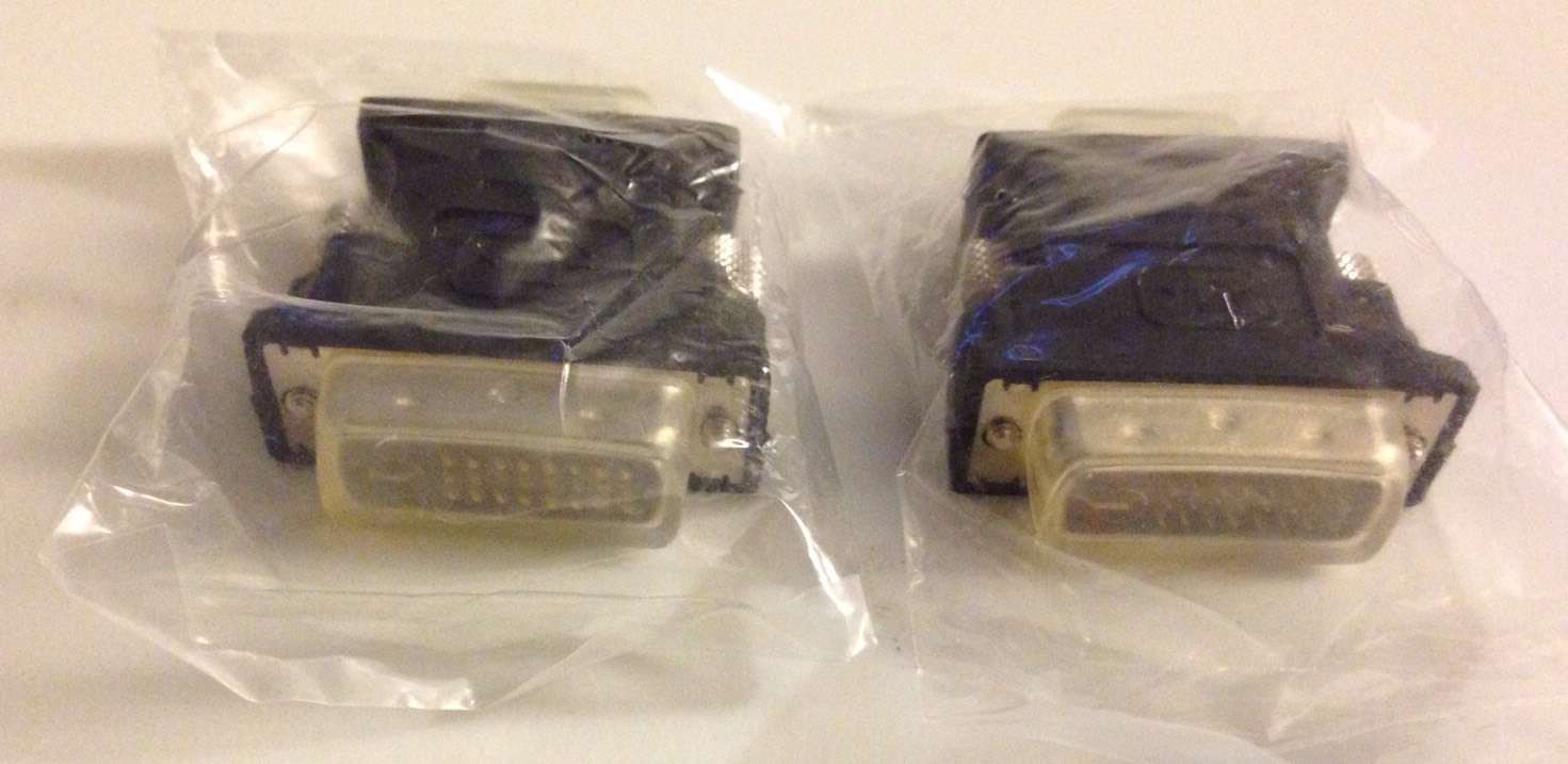 New PNY Video Graphics DVI to VGA Adapters (2) *OEM*