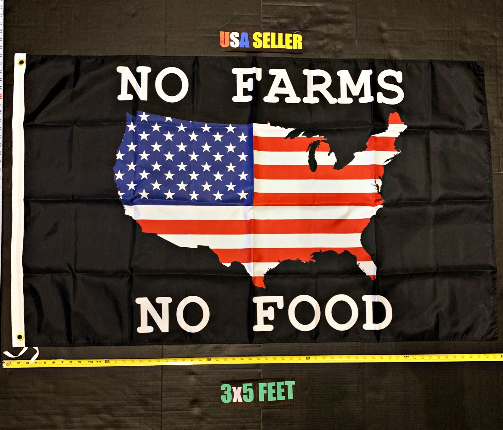 Farmers Flag FREE FIRST CLASS SHIP! Trump No Farmers No Food 2024 USA Sign 3x5'