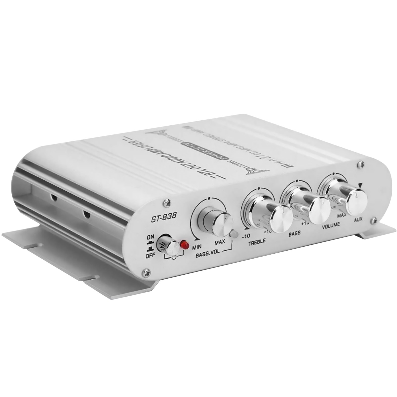 ST-838 Power Amplifier 400W 12V 2.1Channel Aluminum Shell High Fidelity Audio