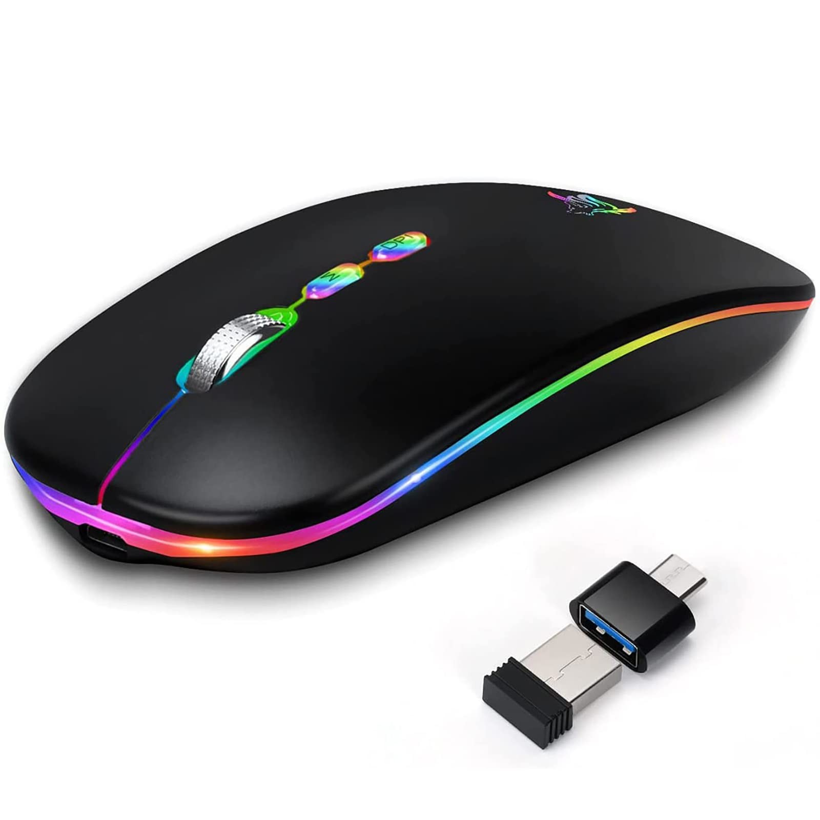 Hotlife Led Wireless Mouse, Slim Rechargeable Silent Portable Usb Opti