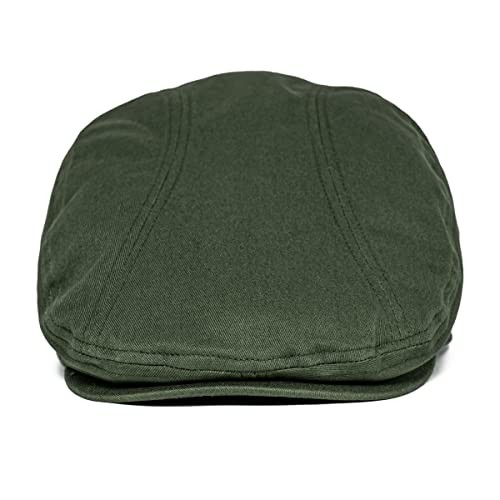 BOTVELA Men Cotton Twill Newsboy Flat Ivy Driving Hat Fitted 7 3/8 Army Green