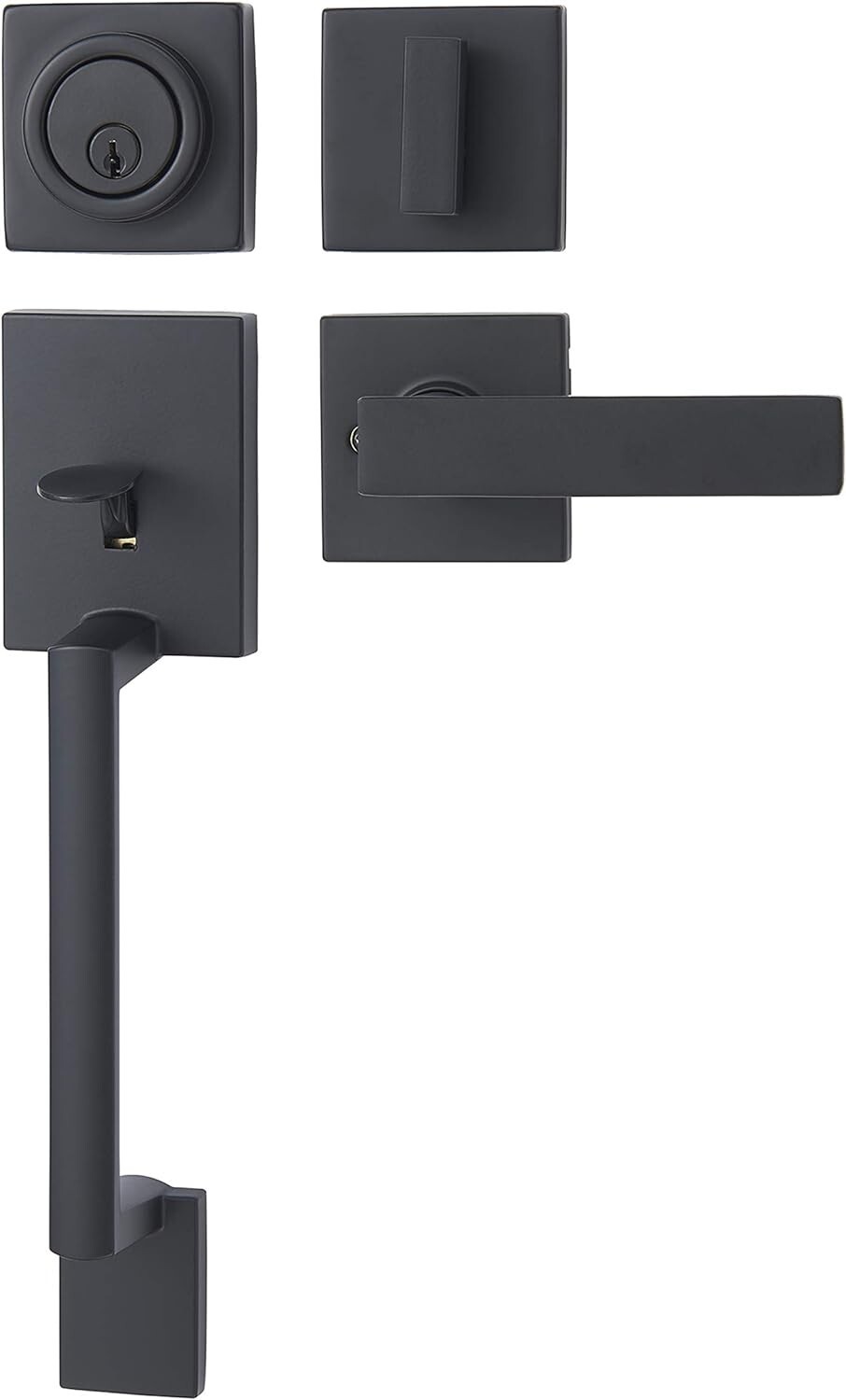 Stylish Square Matte Black Door Handleset with Reversible Lever - Easy Install