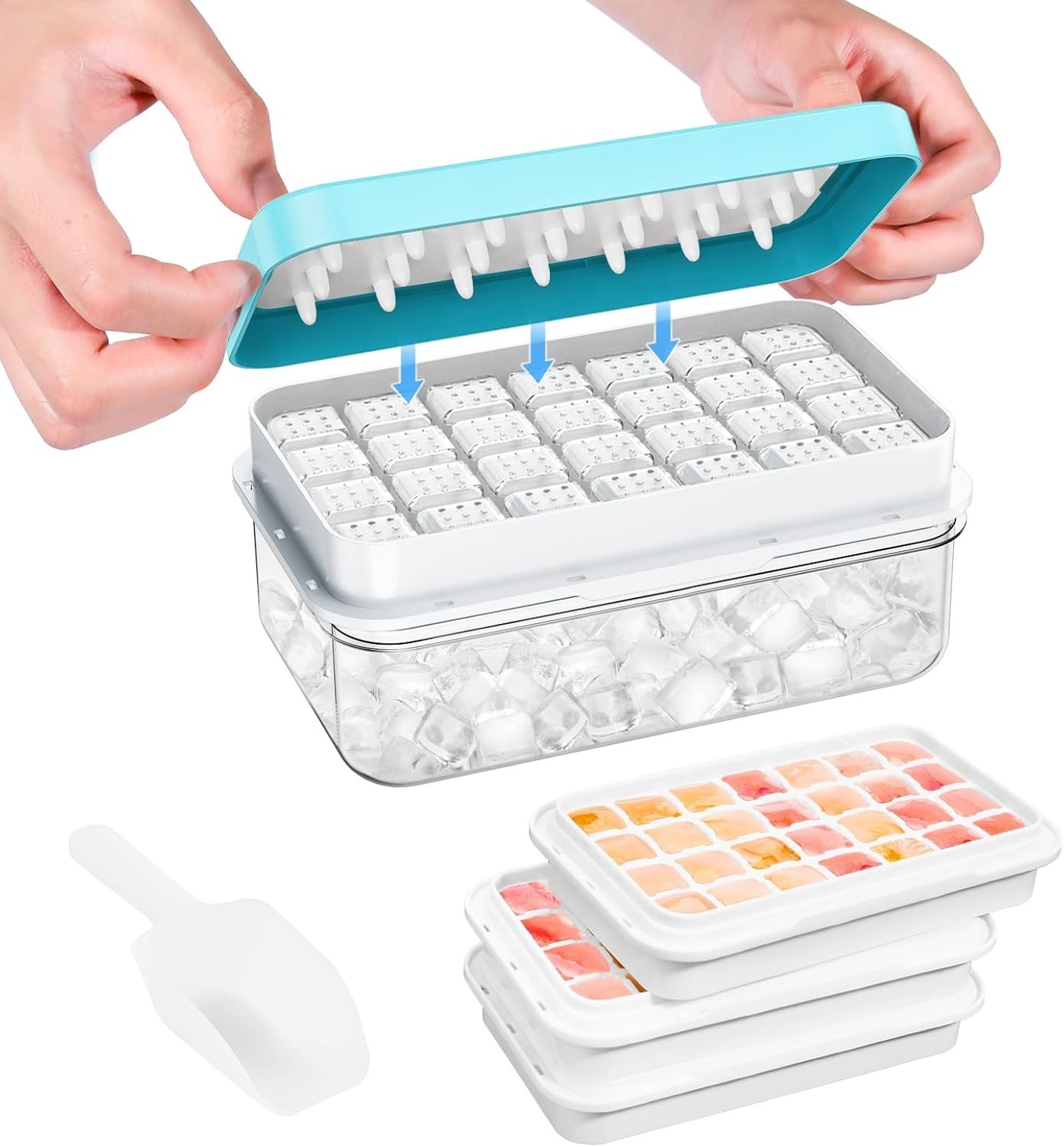 Ice Cube Tray with Lid and Bin,New 84 Pcs Ice Trays for Freezer, Ice Cube Tr