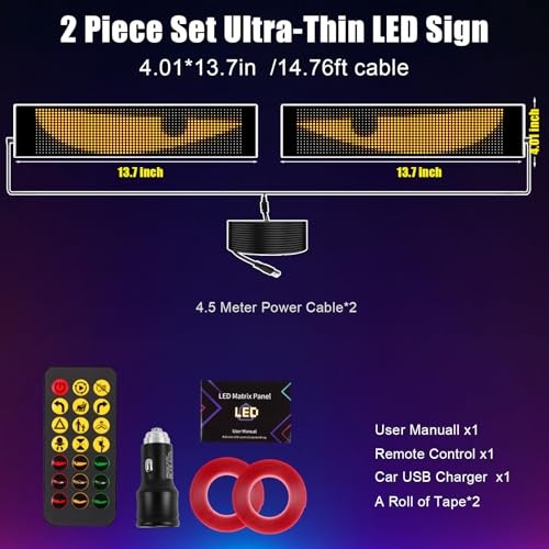 2PCS Devil Eyes Light for Cars Windshield Bluetooth, APP Control, LED Sign