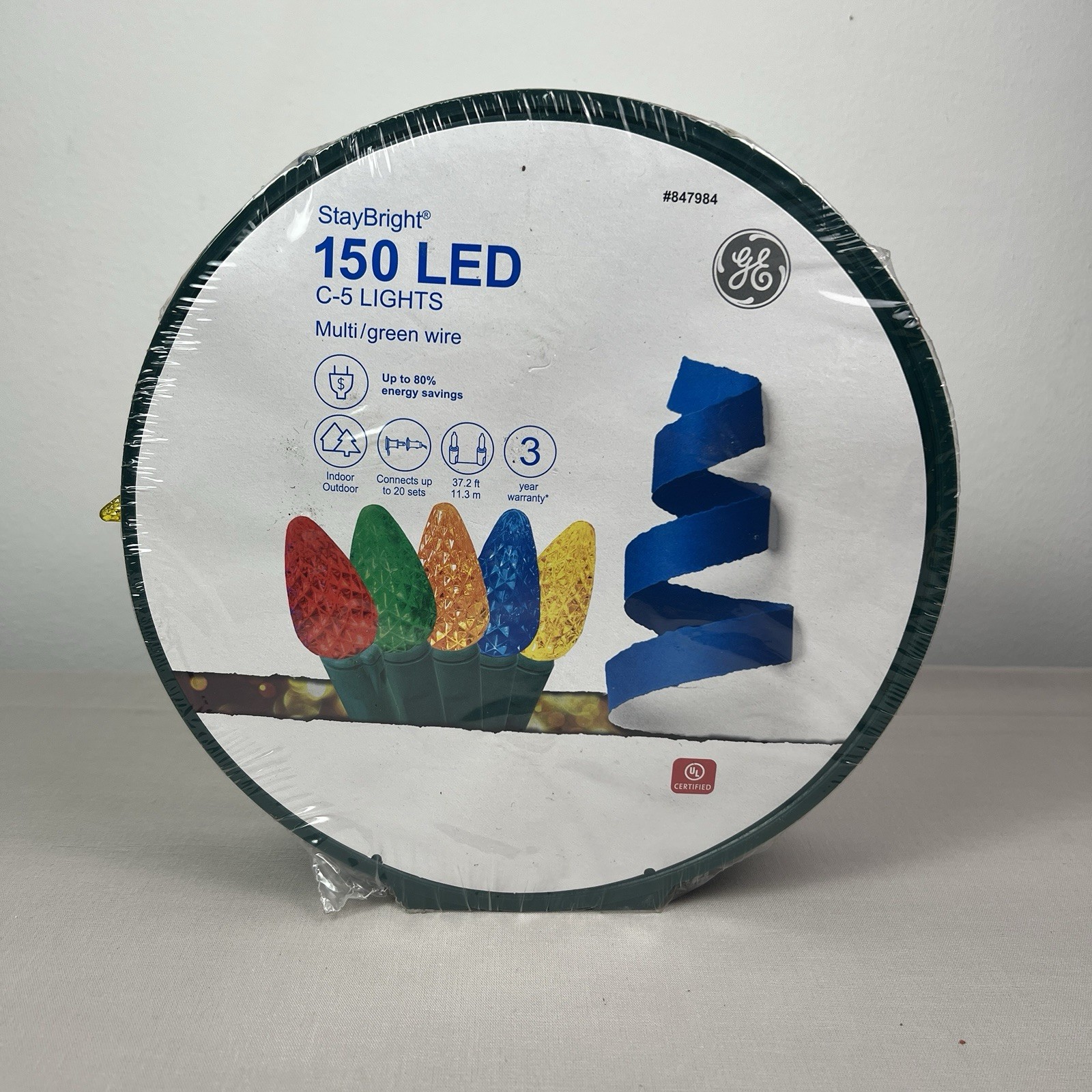 GE StayBright 150-Ct 37.2-ft Constant Multicolor C5 LED Christmas String Lights
