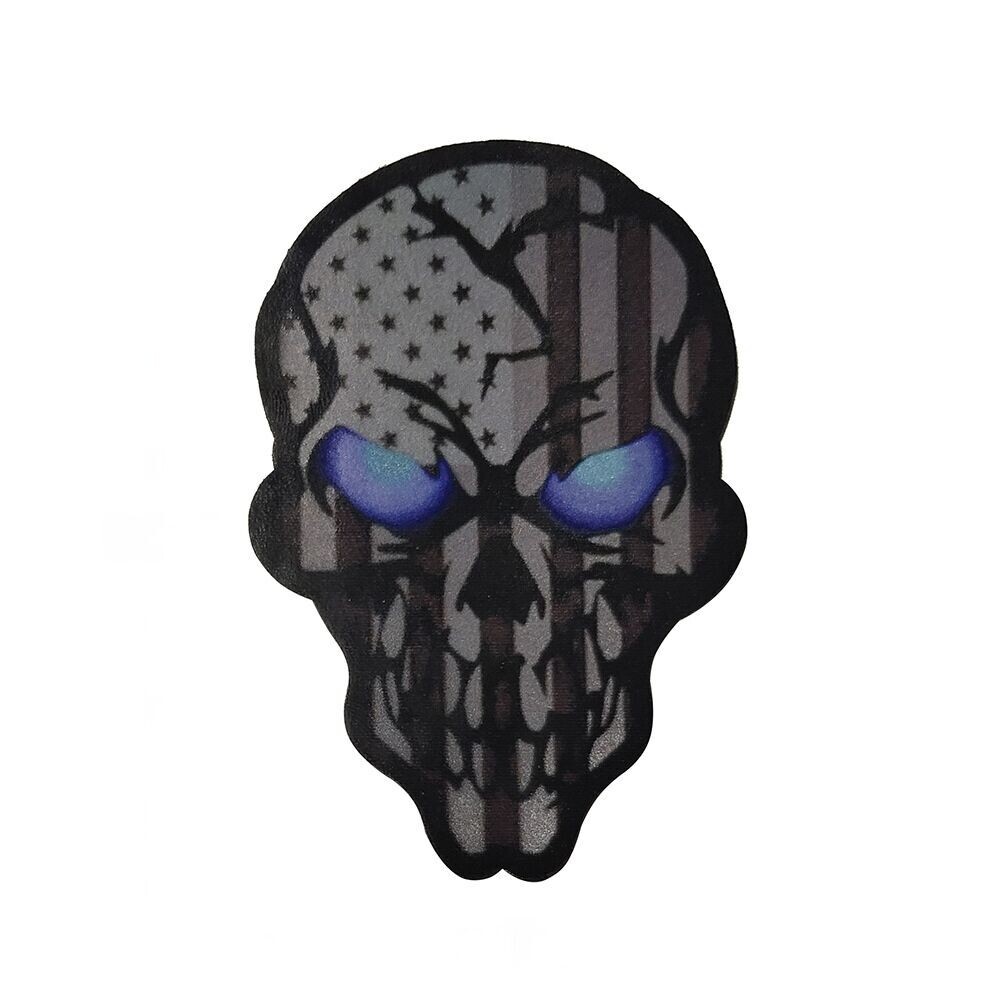 Reflect IR Blue Eye Us Usa American Flag Skull US Fl Flag Hook Loop Patch Gray