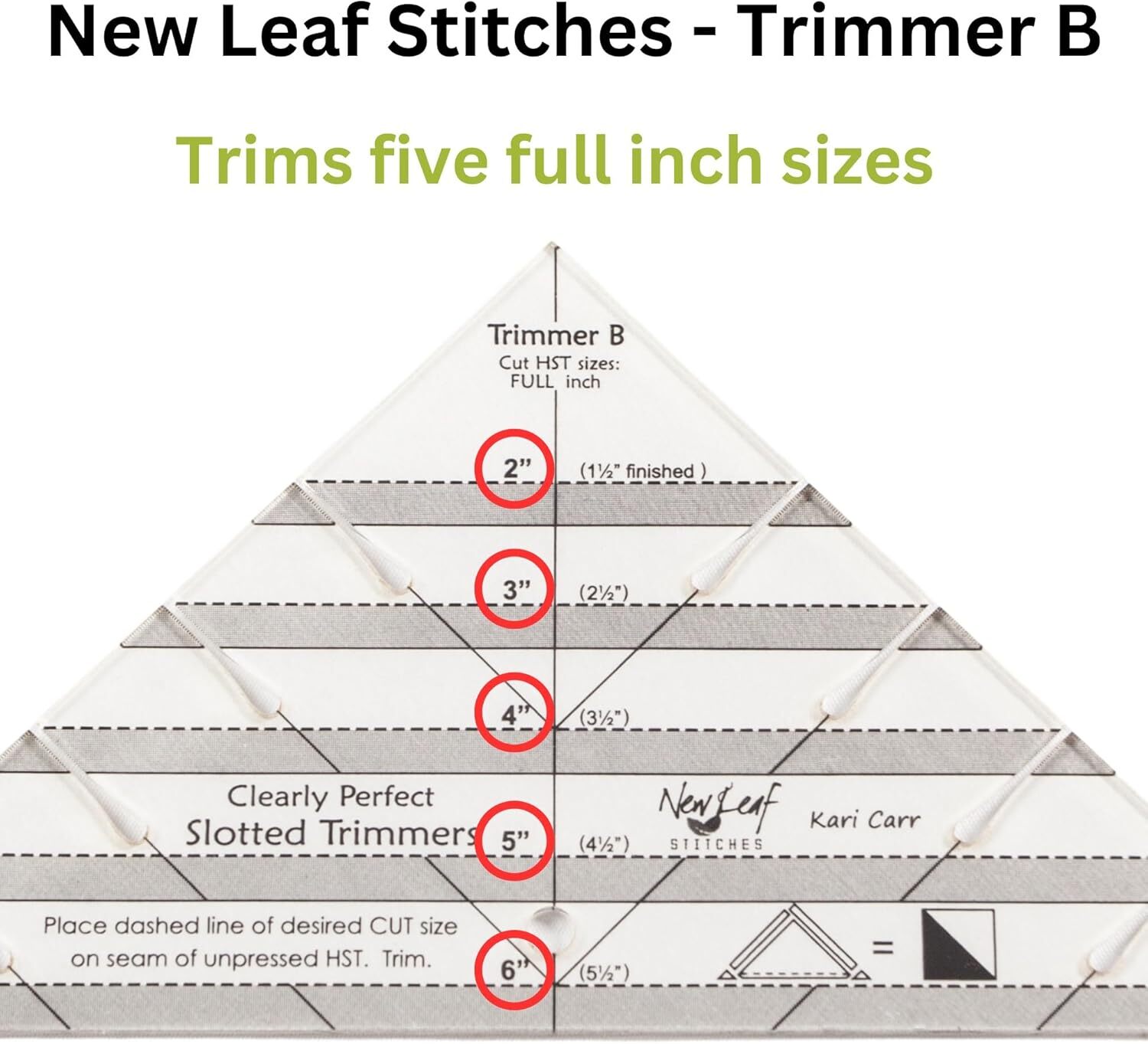 Clear Quilting Ruler for Half Square Triangles Trims 11 Sizes Efficiently