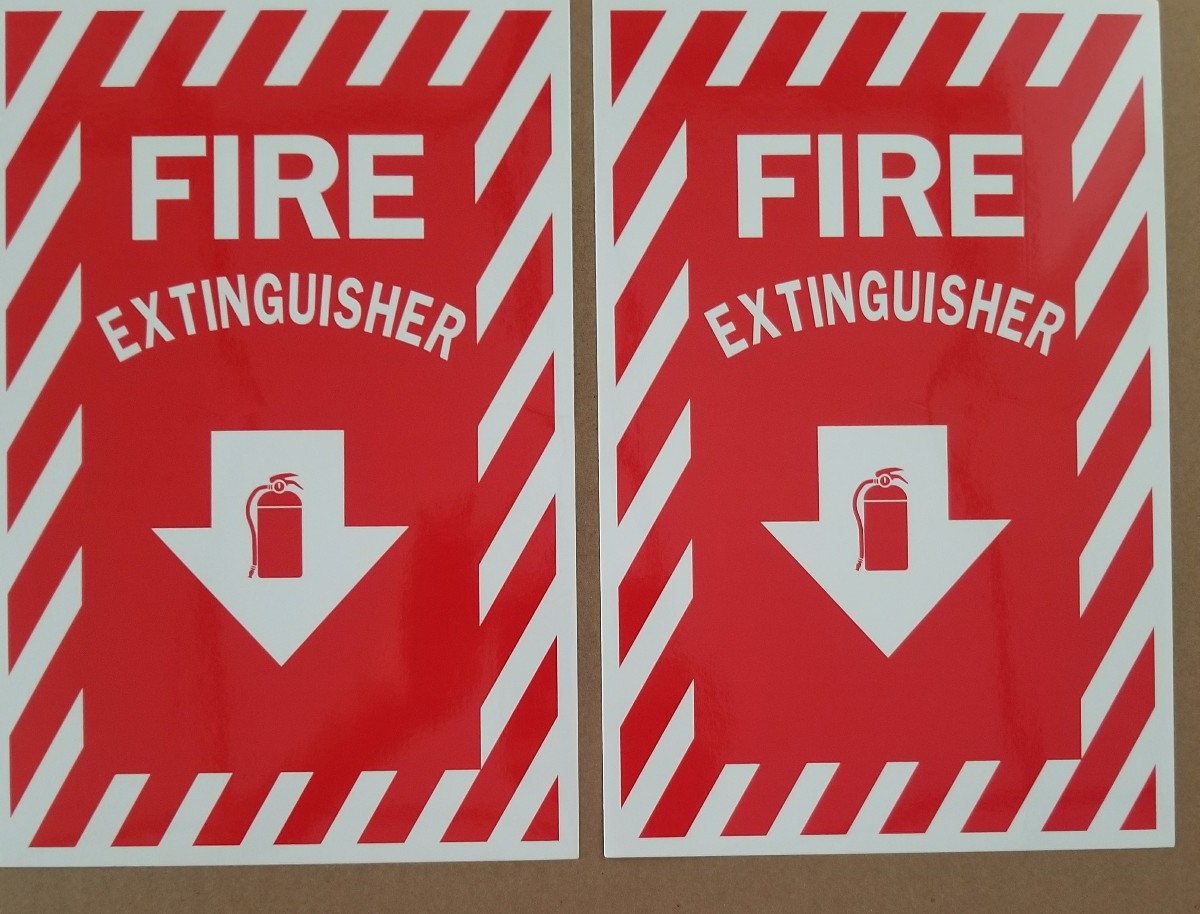 2 pcs  8x10  vinyl fire extinguisher sticker PEEL & STICK
