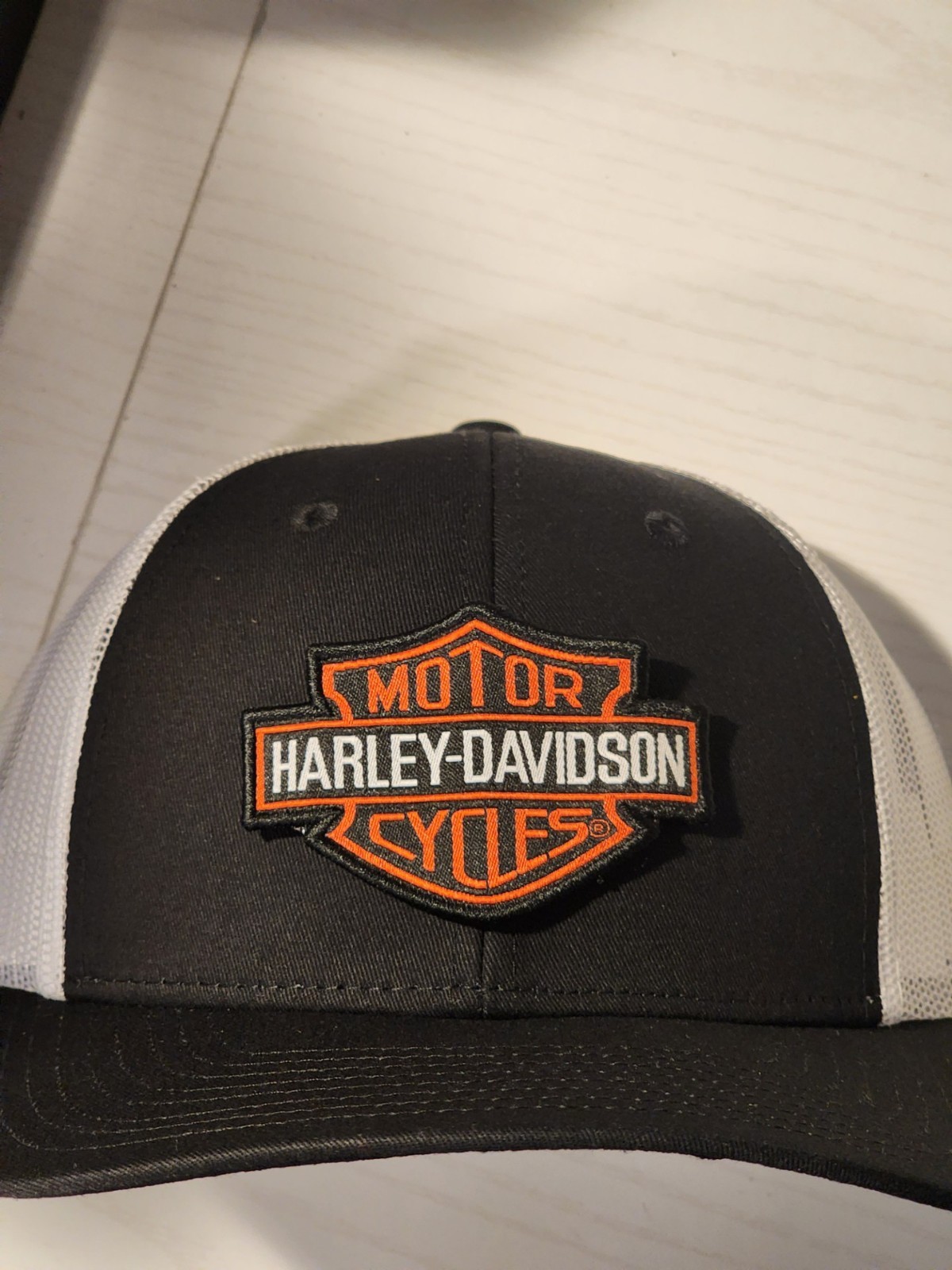 Harley-Davidson Patched Black White Mesh Low Profile Snapback Trucker Hat