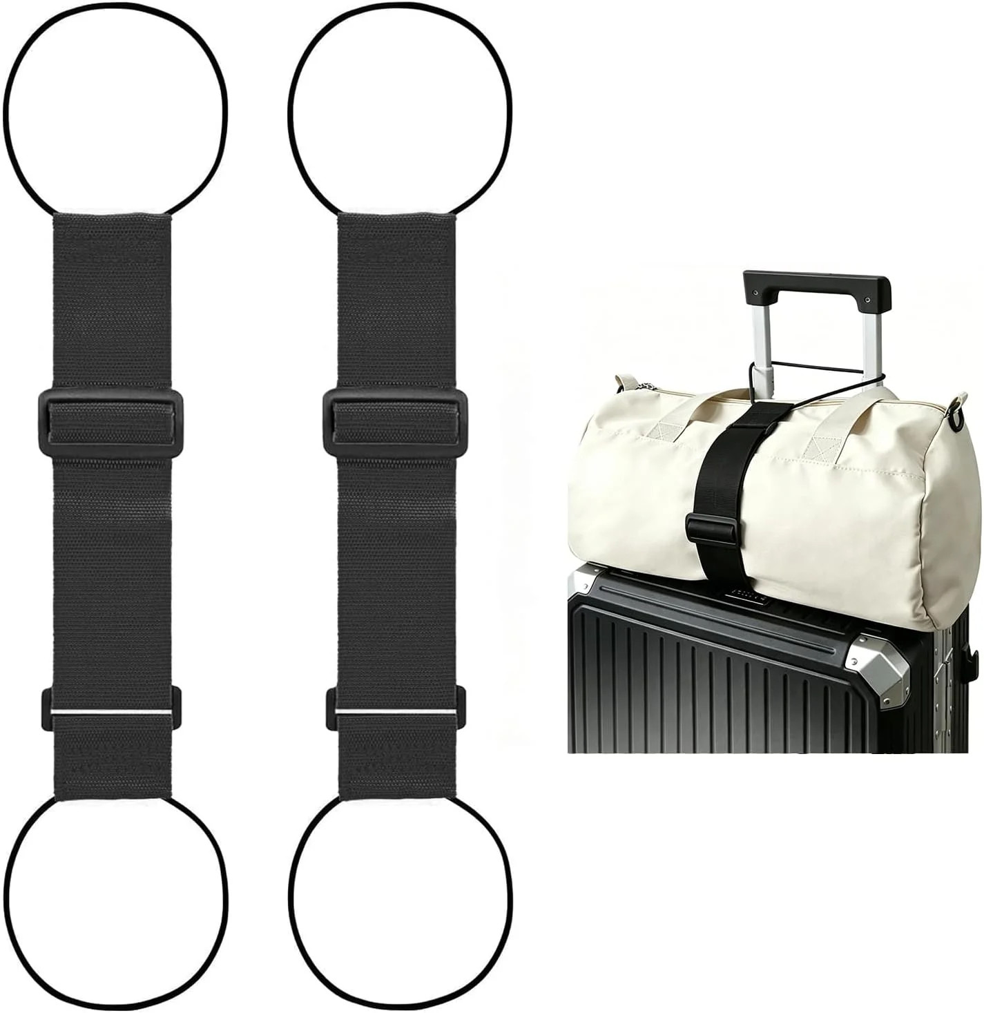 2 Pack Multi Use Strong Adjustable Luggage Connector Straps for Suitcases | Flex