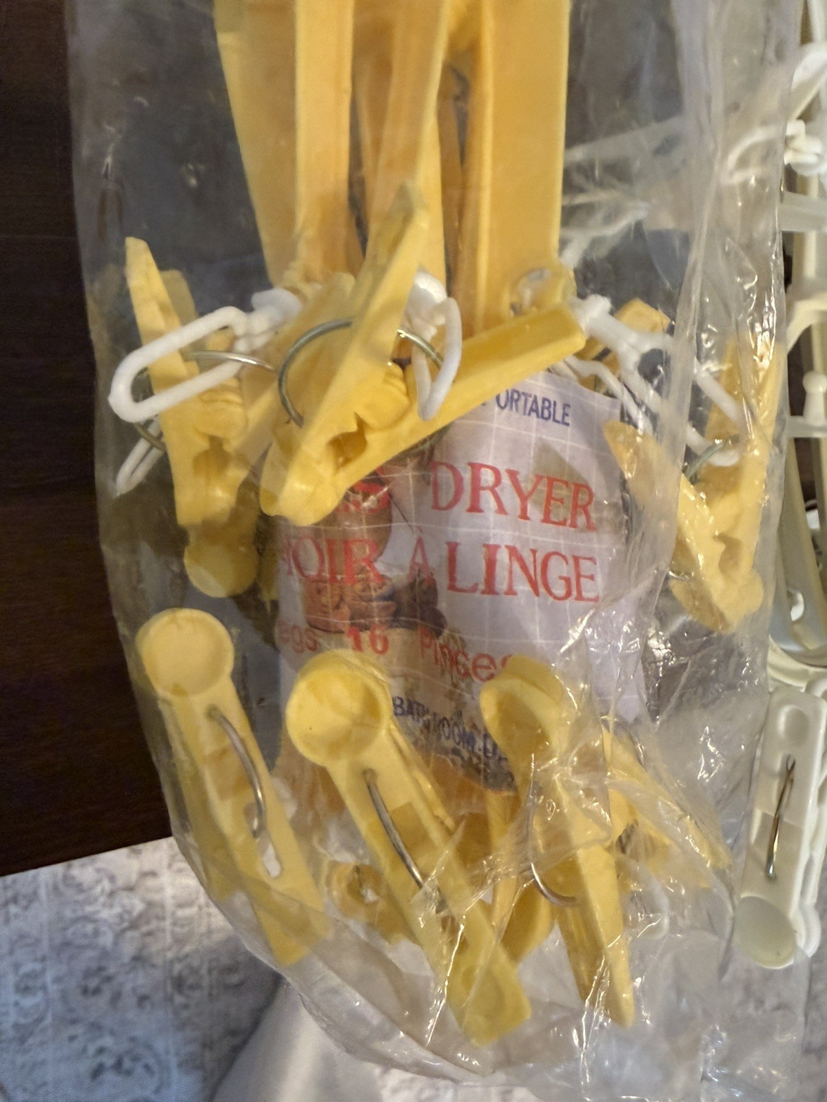 Vintage Rotating Clothes Drying Rack with 24 Clips Foldable Hanger for Laundry