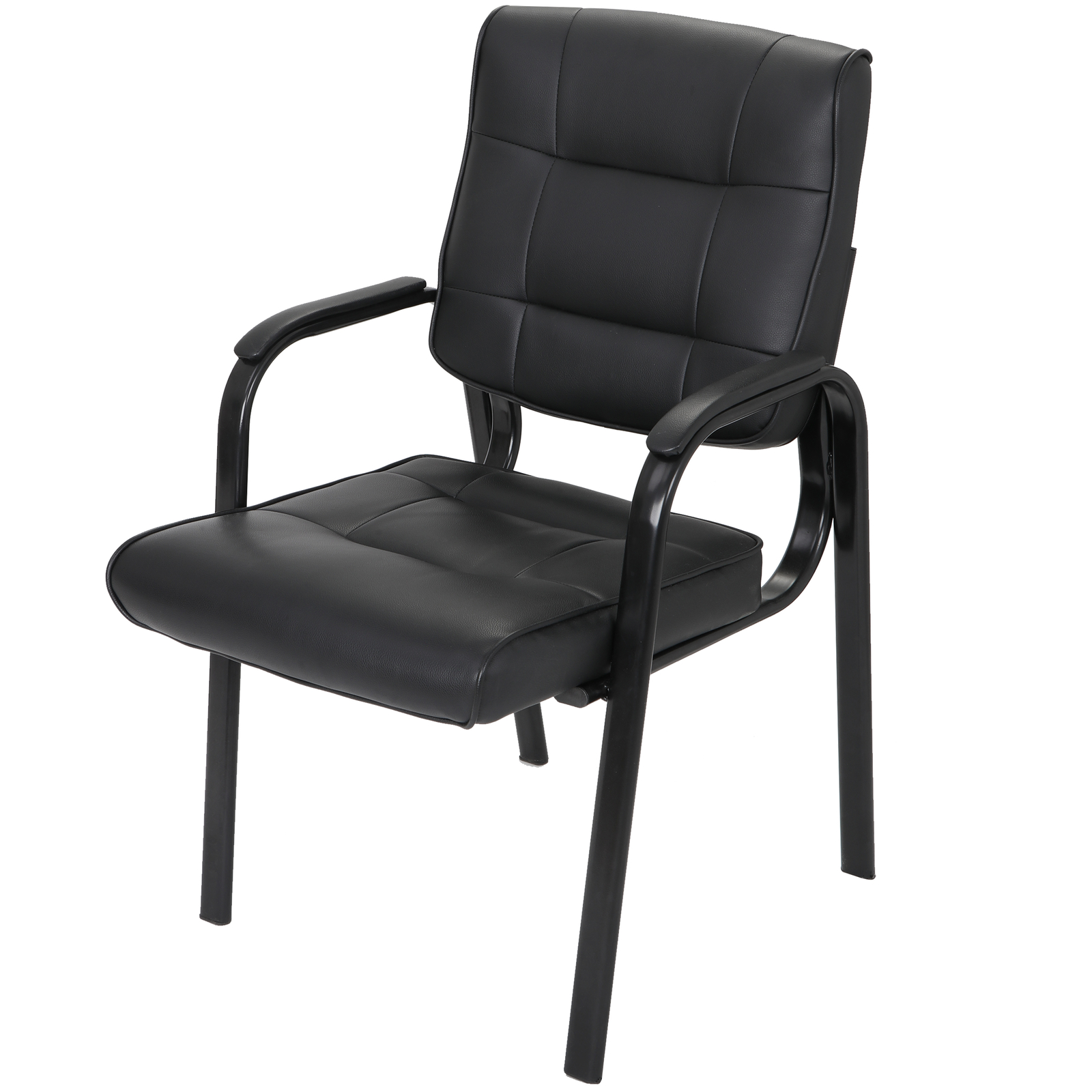 Office Guest Chair Leather Executive Reception Wating Room Chair W/ Metal Frame