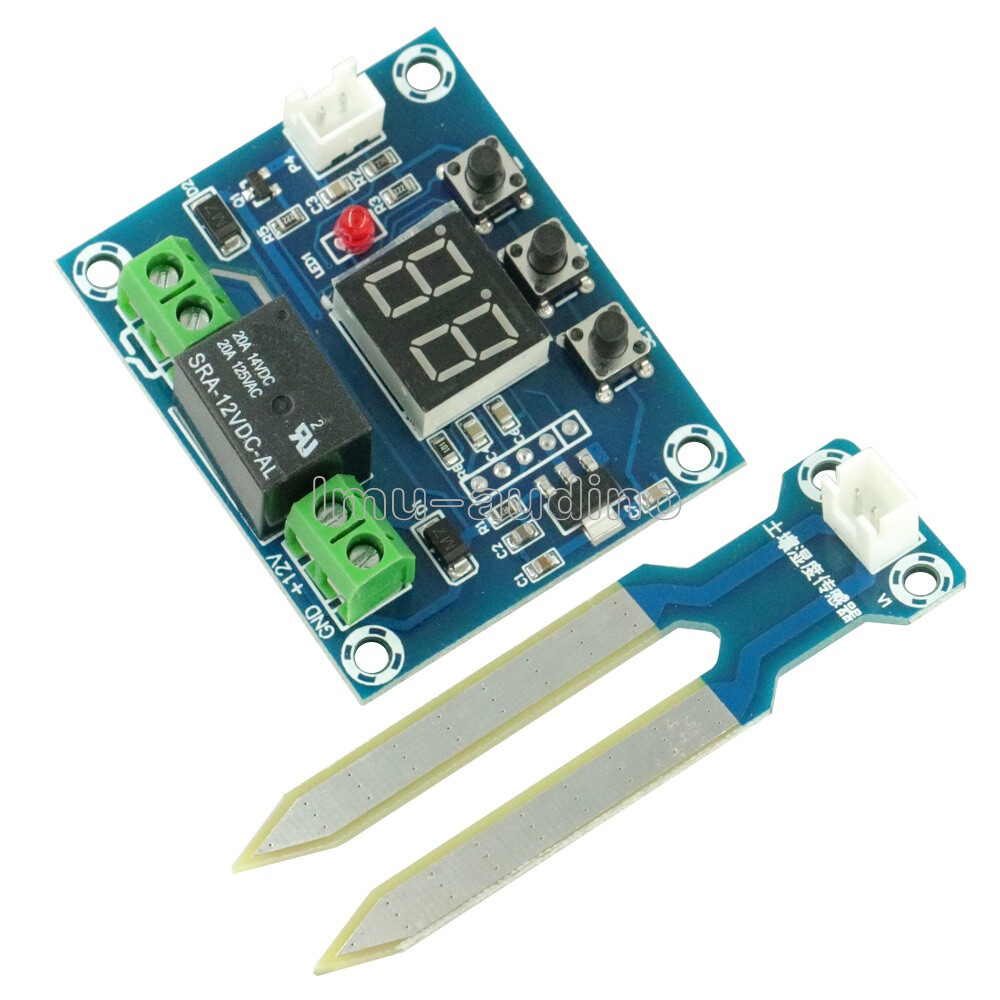 Digital DC12V LED Soil Moisture Sensor Humidity Watering Relay Controller Module