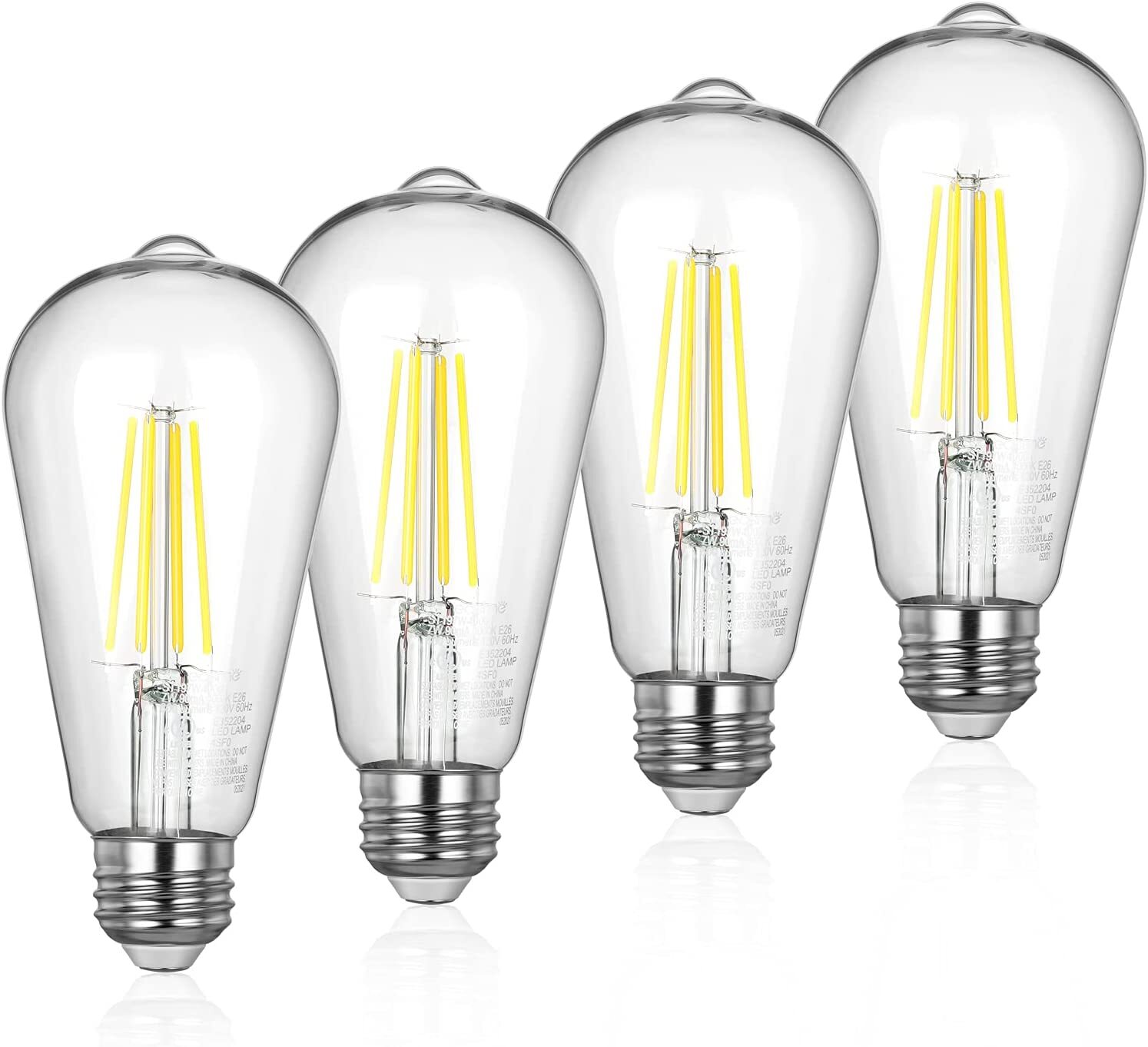 EDISHINE 4-Pack LED Edison Bulb ST19 Vintage Light Bulbs, Decorative LED Filamen