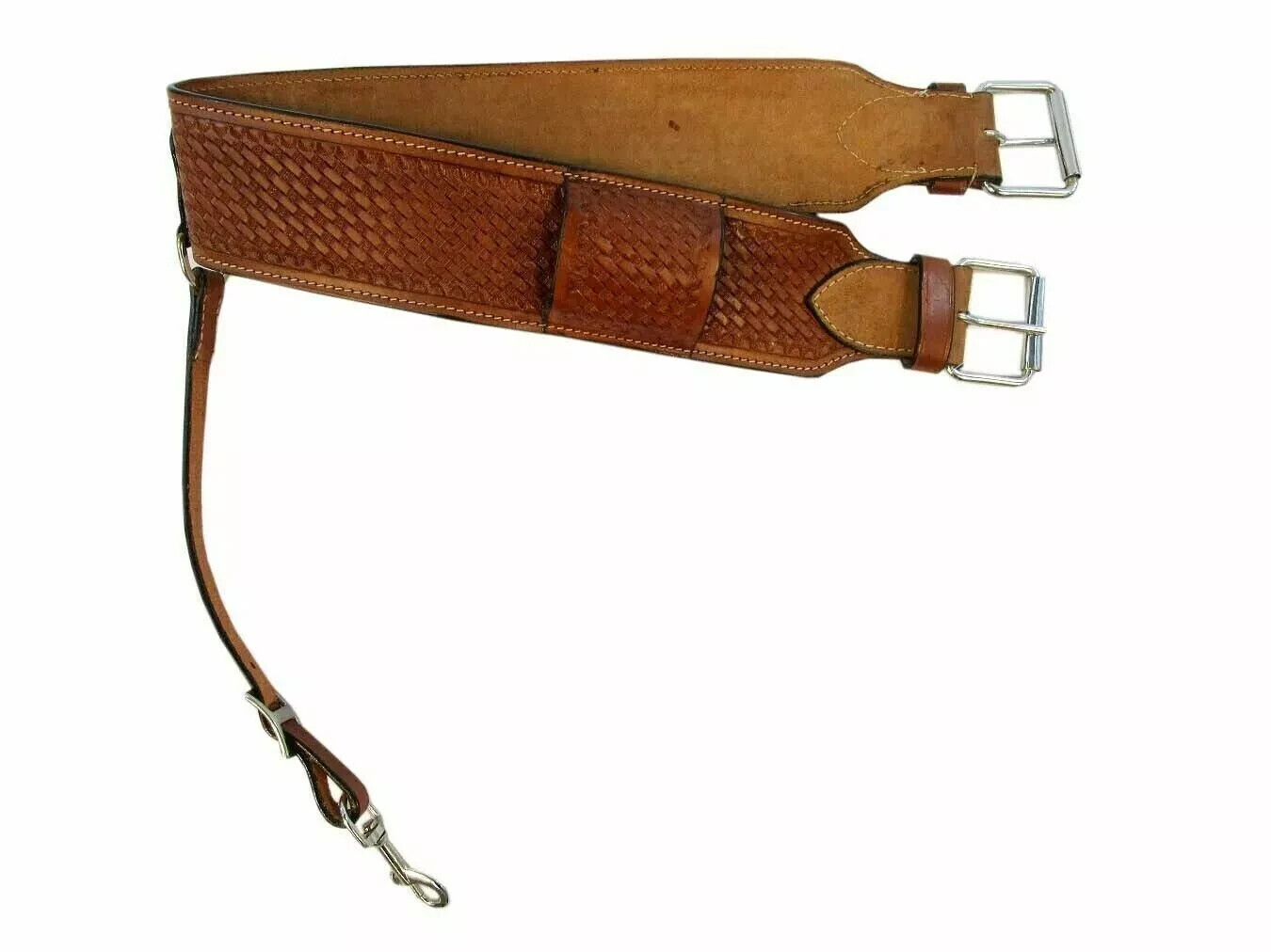 HORSE BACK FLANK REAR CINCH GIRTH LEATHER  BASKET TOOLED