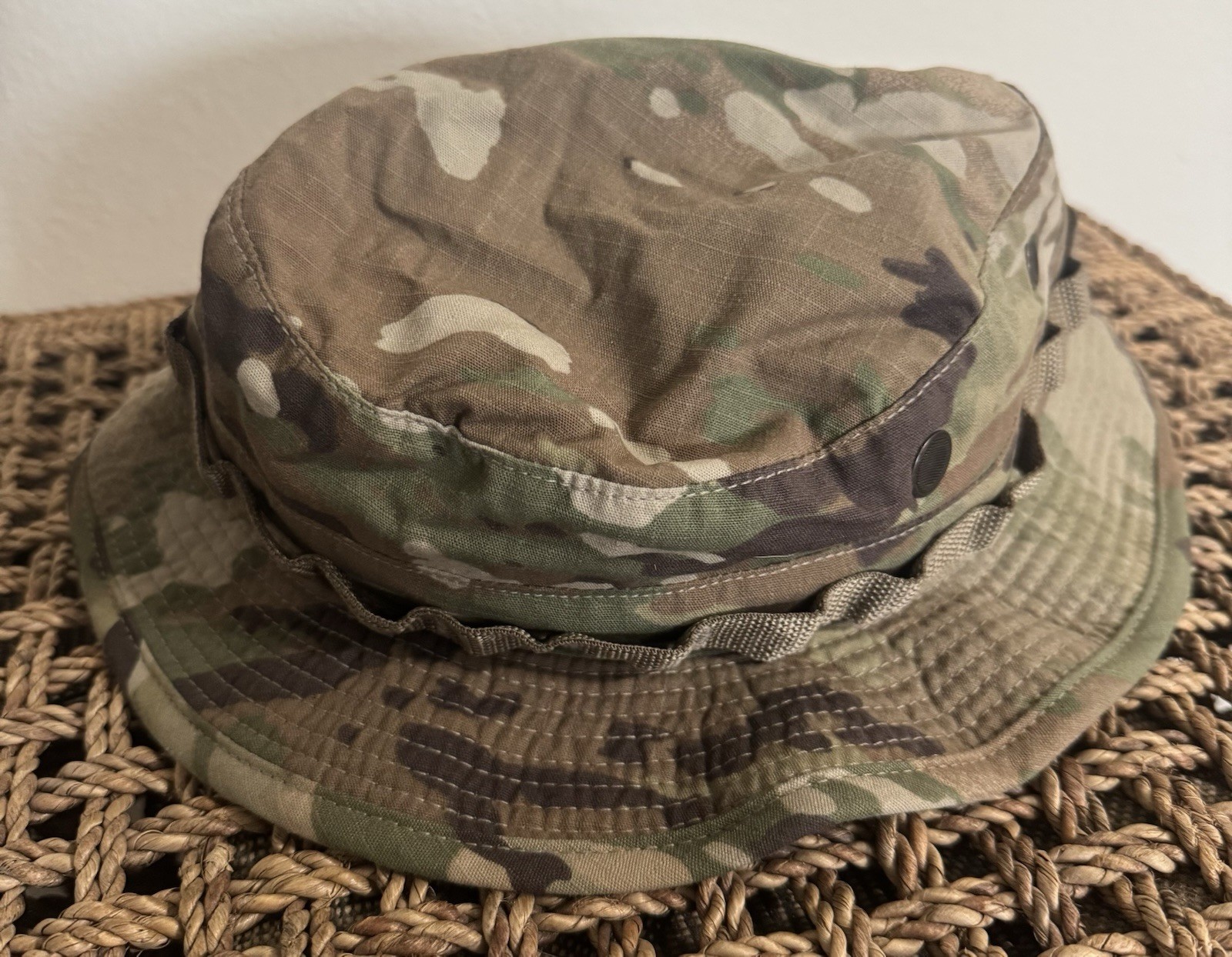 BRIGADEQM US ARMY BUCKET HAT SIZE XL 7 3/4 OCP CAMO HOT WEATHER SUN BOONIE HAT