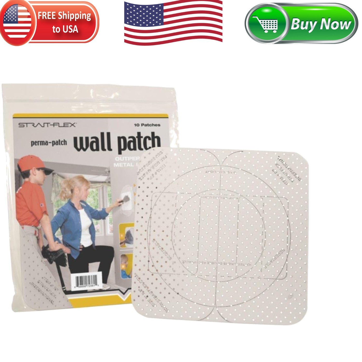 Effortless 8x8 Multi-Purpose Drywall Patch - 10  Glass Repairs