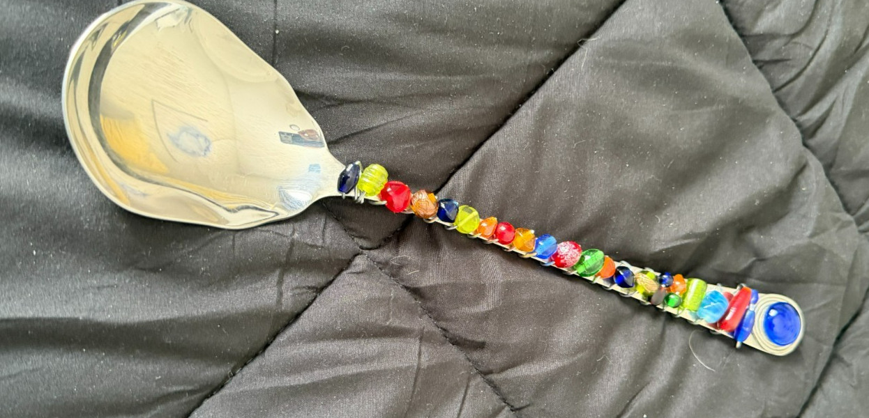 REED & BARTON Heritage 18/10 Stainless LARGE BEADED HANDLE Serving Spoon 12"