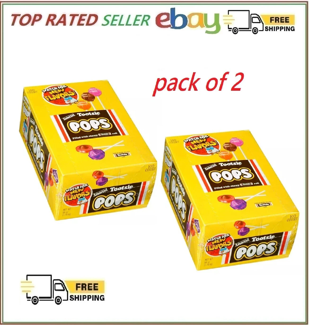 2 PACK Tootsie Pops (60 Oz., 100 Ct.) FREE SHIPPING