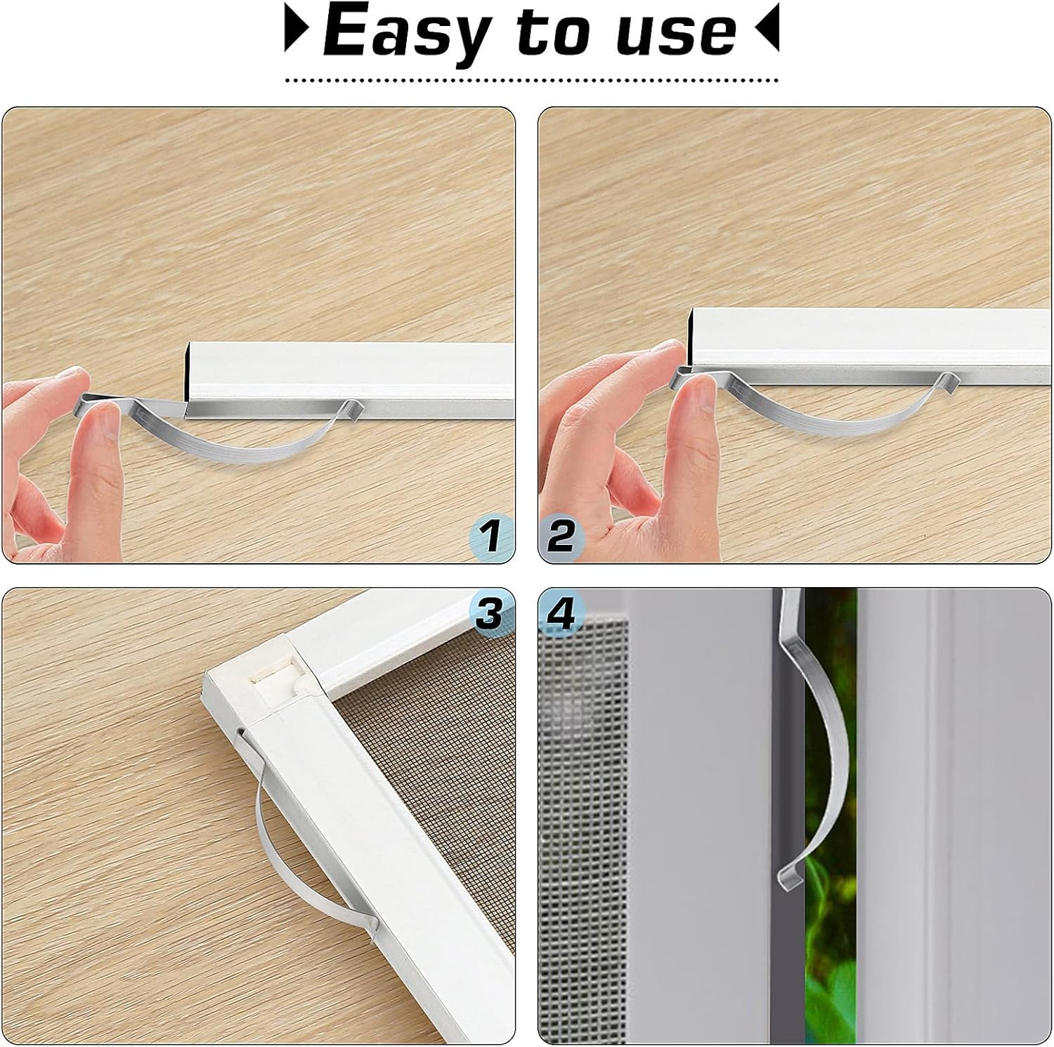 50 Pcs Window Screen Tension Spring, Durable Corner Mount Flat Window Spring Sta