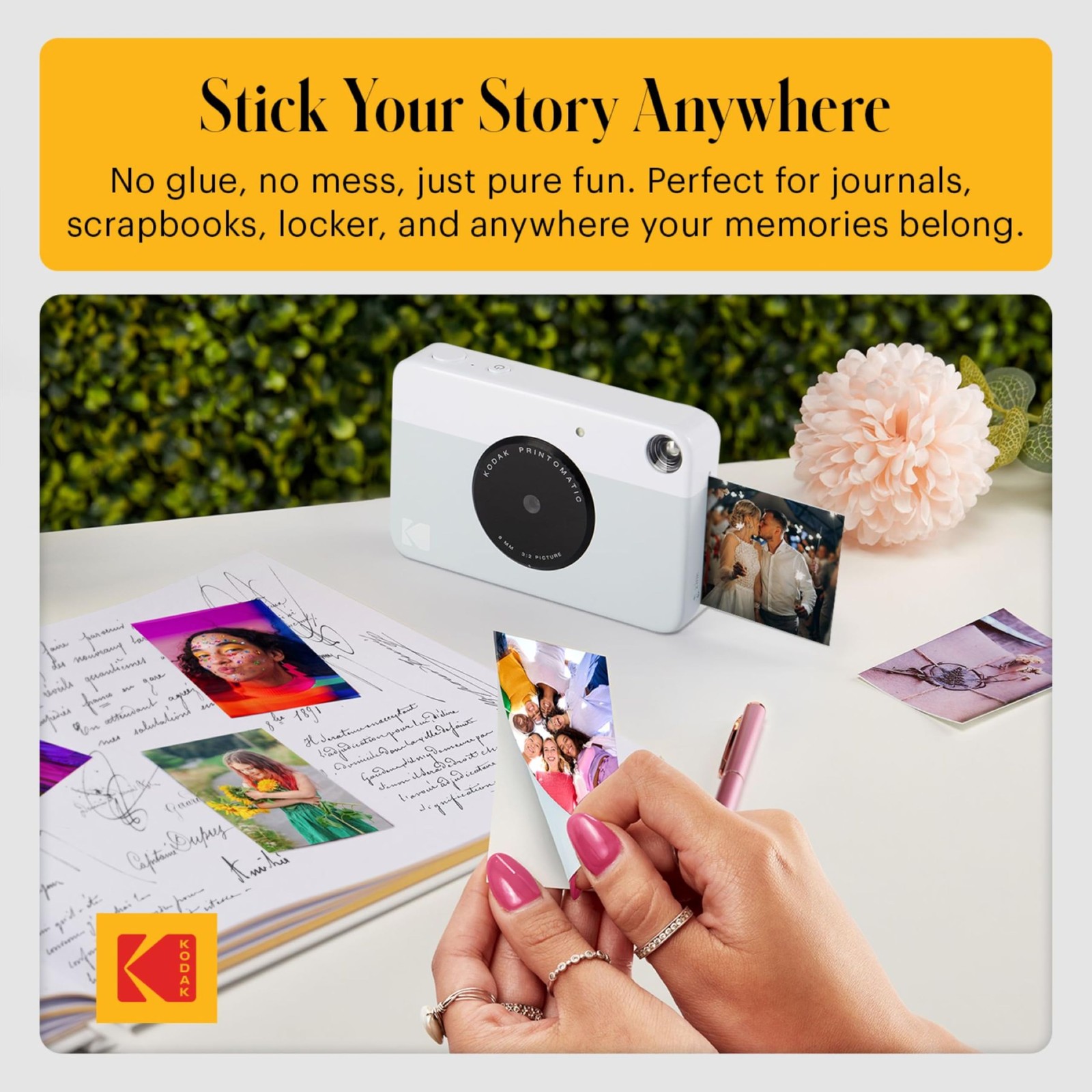 KODAK Printomatic Full-Color Instant Print Camera Gift Bundle + Soft Grey
