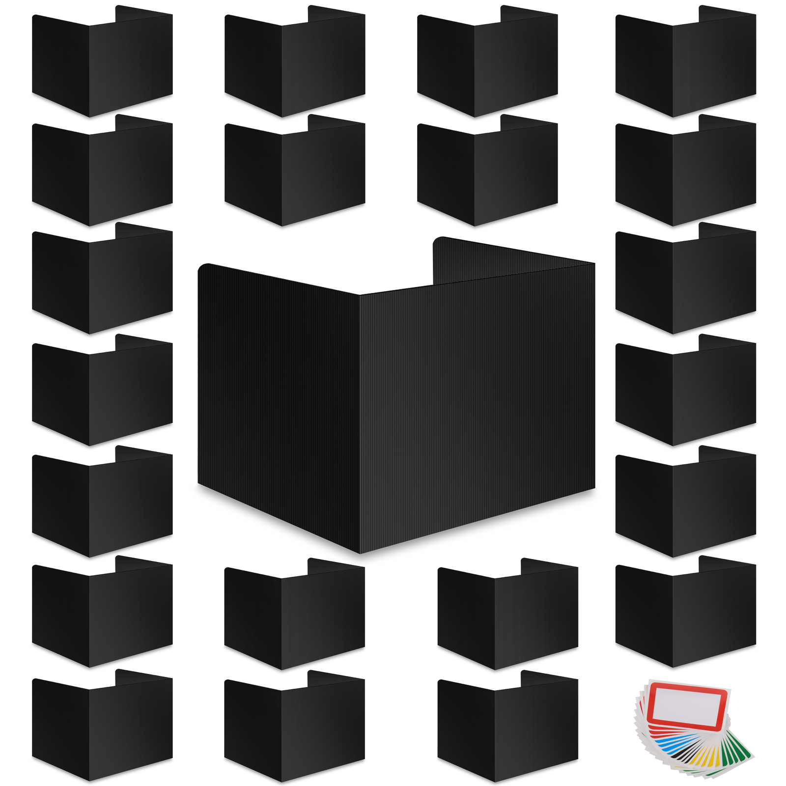 22-Pack Black Desk Dividers for Students, Plastic Study Carrel, Classroom Folder