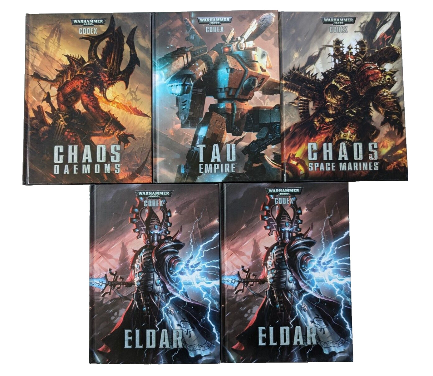 Warhammer 40k Hardcover Codex Lot Tau Empire Chaos Daemons Space Marines Eldar