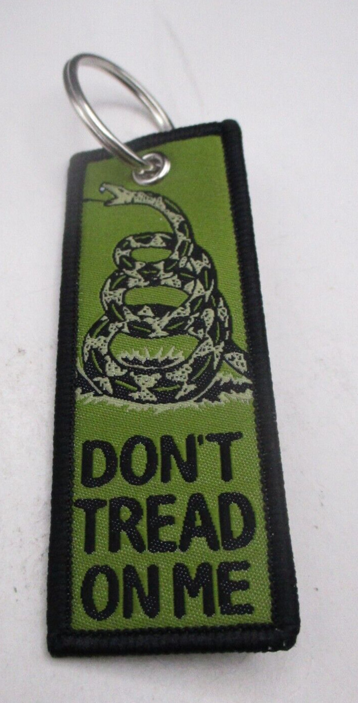 Navy DON'T TREAD ON ME Olive Green Keychain Double Sided Tag on Key Ring / New