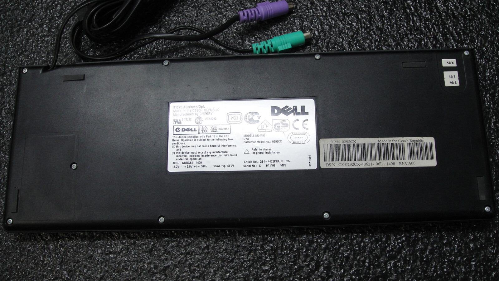 Dell 0292CX Cherry QWERTY Black Keyboard Mouseball Combo