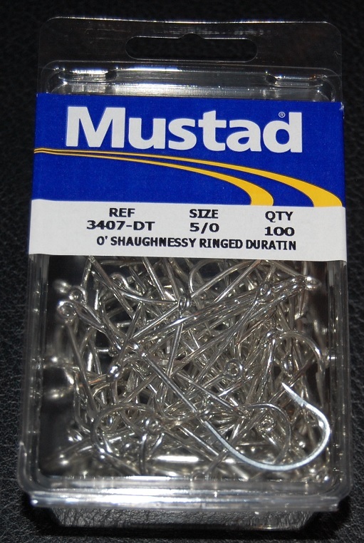 100 Mustad 3407DT Size 5/0 Saltwater Big Game Duratin J Hooks 3407DT-50