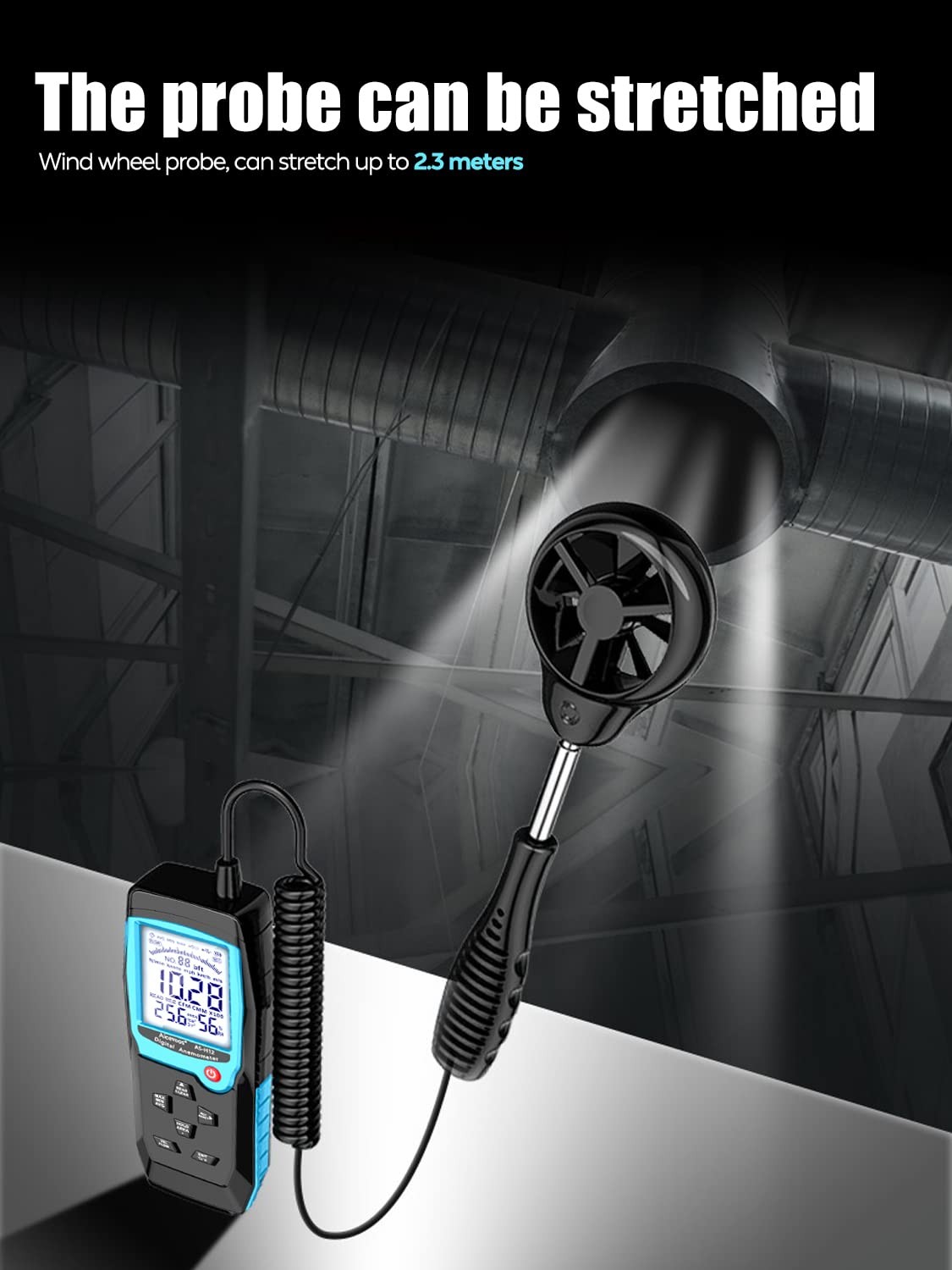 H12 Digital Anemometer Handheld Wind Speed Meter with Extended Wind Sensor, M...