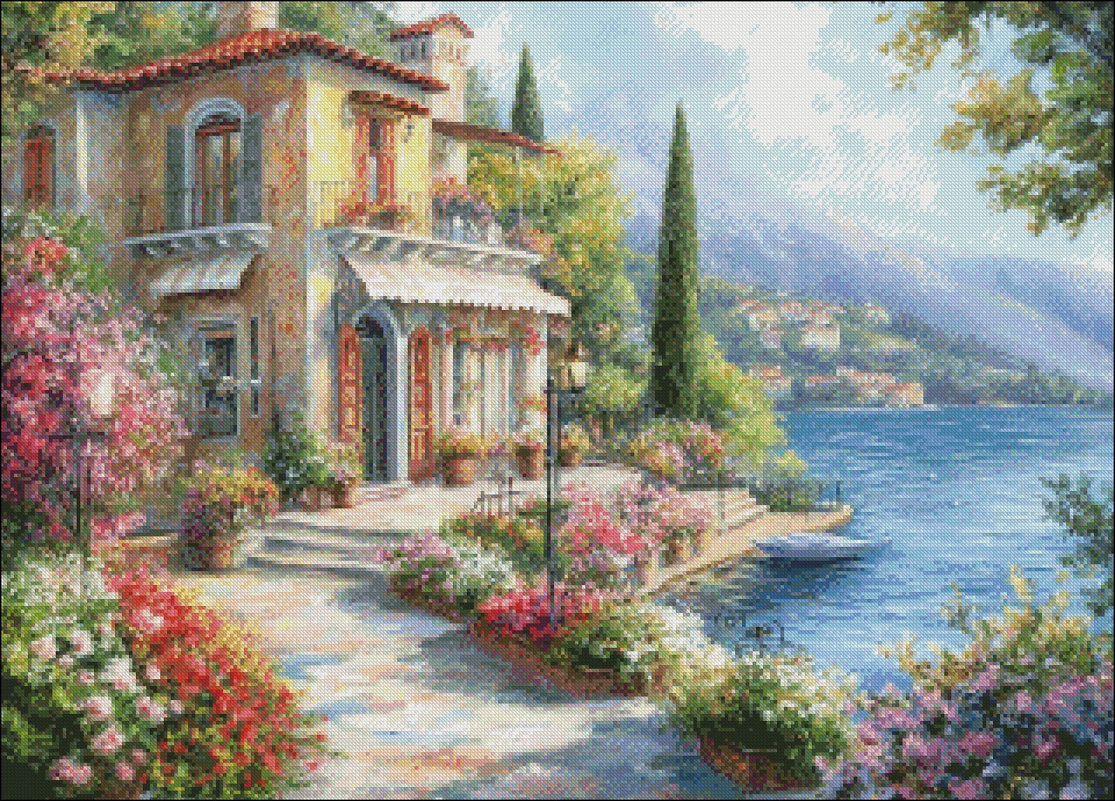 Lakeside Bloom - DIY Chart Counted Cross Stitch Patterns Needlework DMC Color