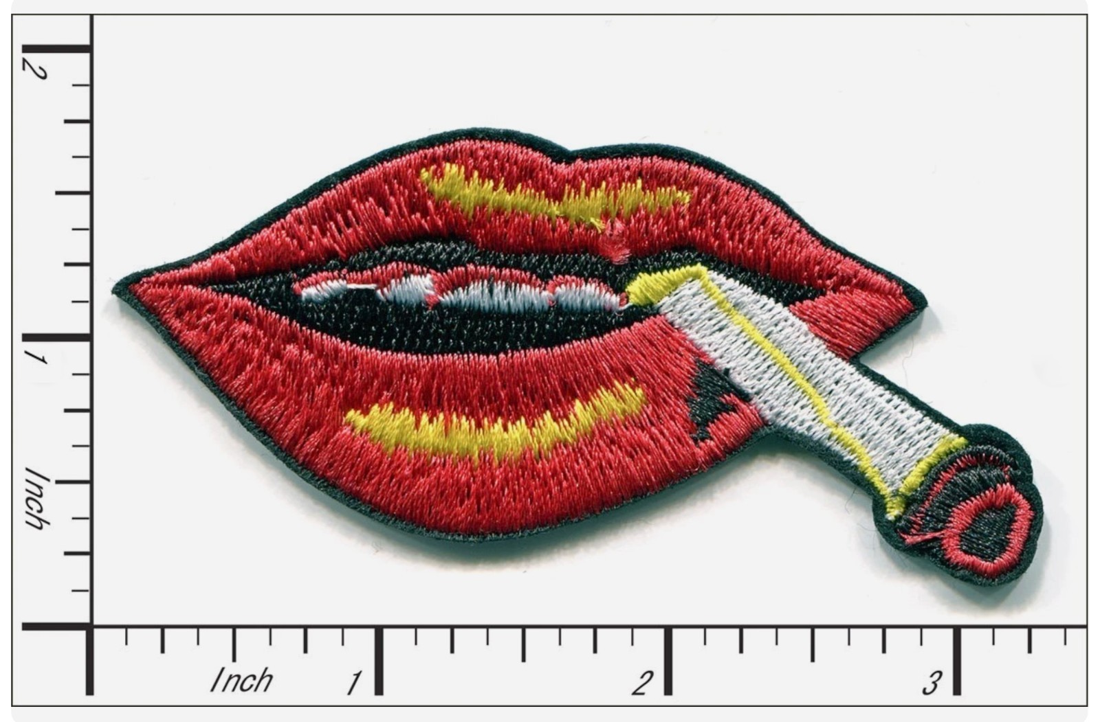 Retro Smoking Lips Embroidered Iron On Patch – Vintage Pin Up Style Patch