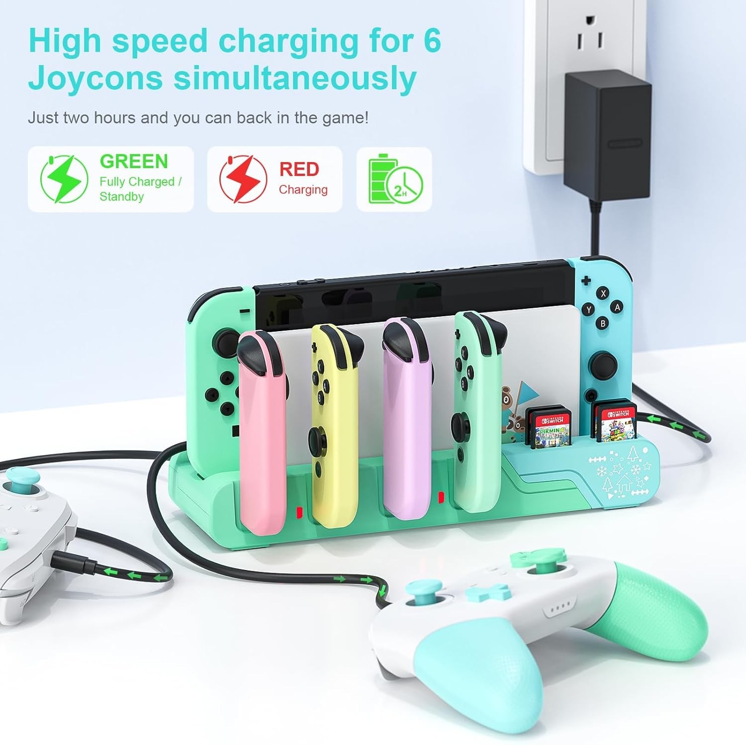 Switch Controller Charging Dock - Animal Crossing & Switch OLED Model Joycons, C