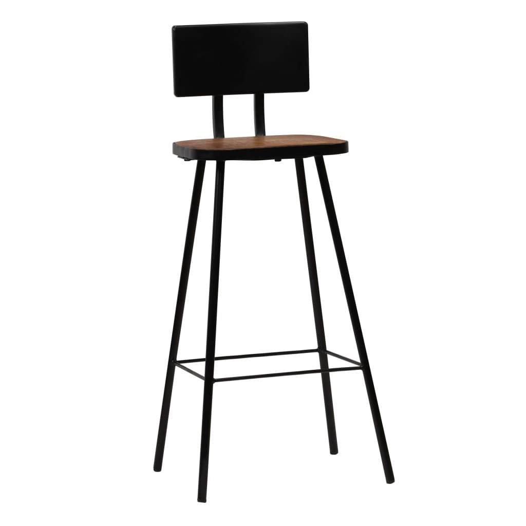 Bar Chair Set of 2 Dark Brown, Black
