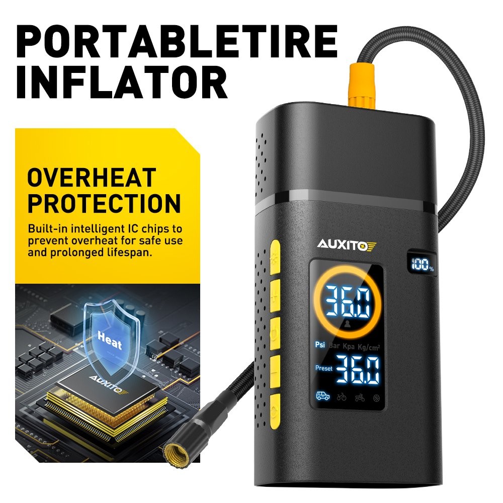 Air Pump Car Tires 150 Psi Portable Tire Inflator w/ Digital Pressure Gauge EAG