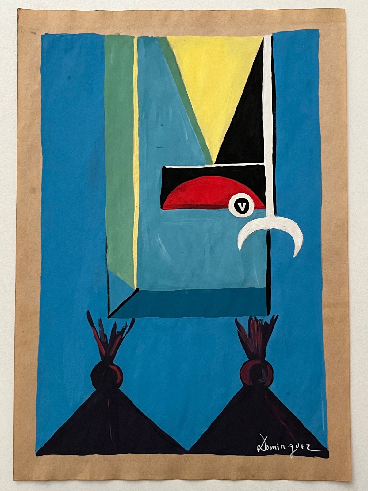 Óscar Domínguez (Handmade) Mixed Media on Paper Painting signed and stamped