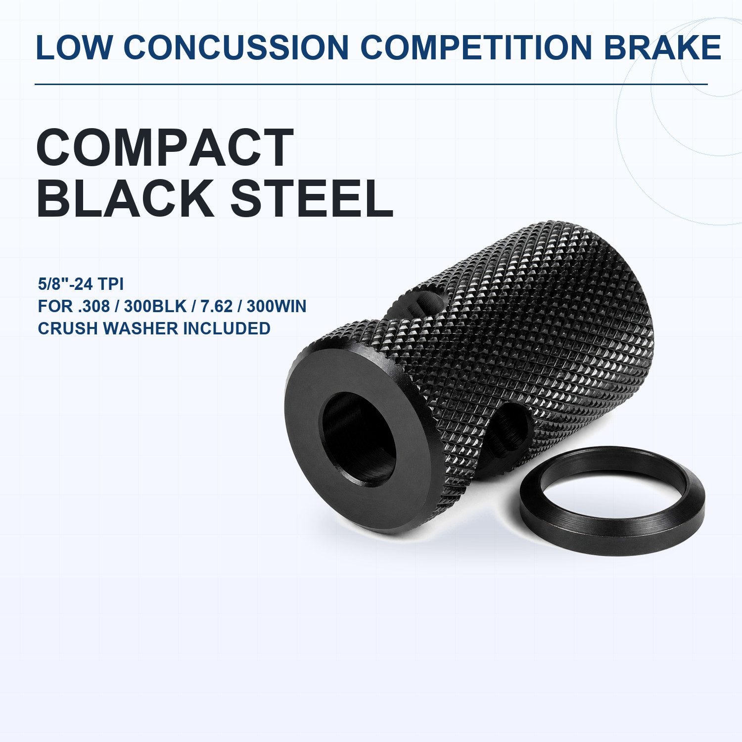 Compact Low Concussion 5/8x24 Competition Muzzle Brake .308/300BLK/7.62/300WIN