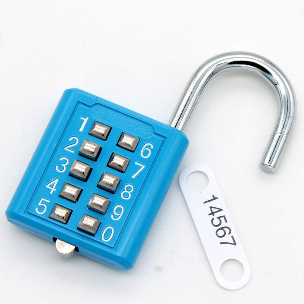10 Position Button Combination Padlock, 5 Position Locking Mechanism, Bluexi15:1