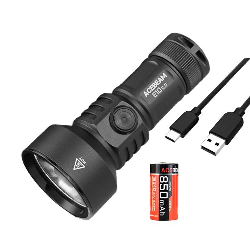 Acebeam E10 2.0 Long-Range Compact EDC Rechargeable Flashlight w/ Battery and Ec
