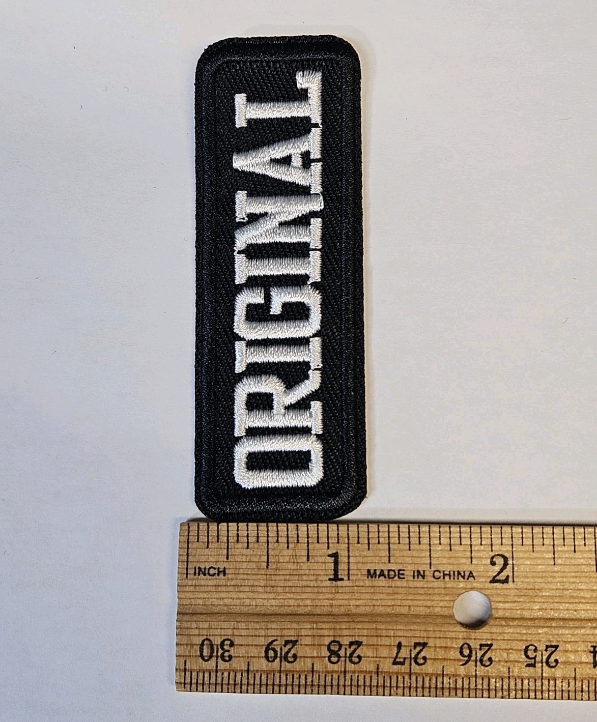 ORIGINAL Patch - Embroidered Black White- Iron On Biker Patch 3" x 1"